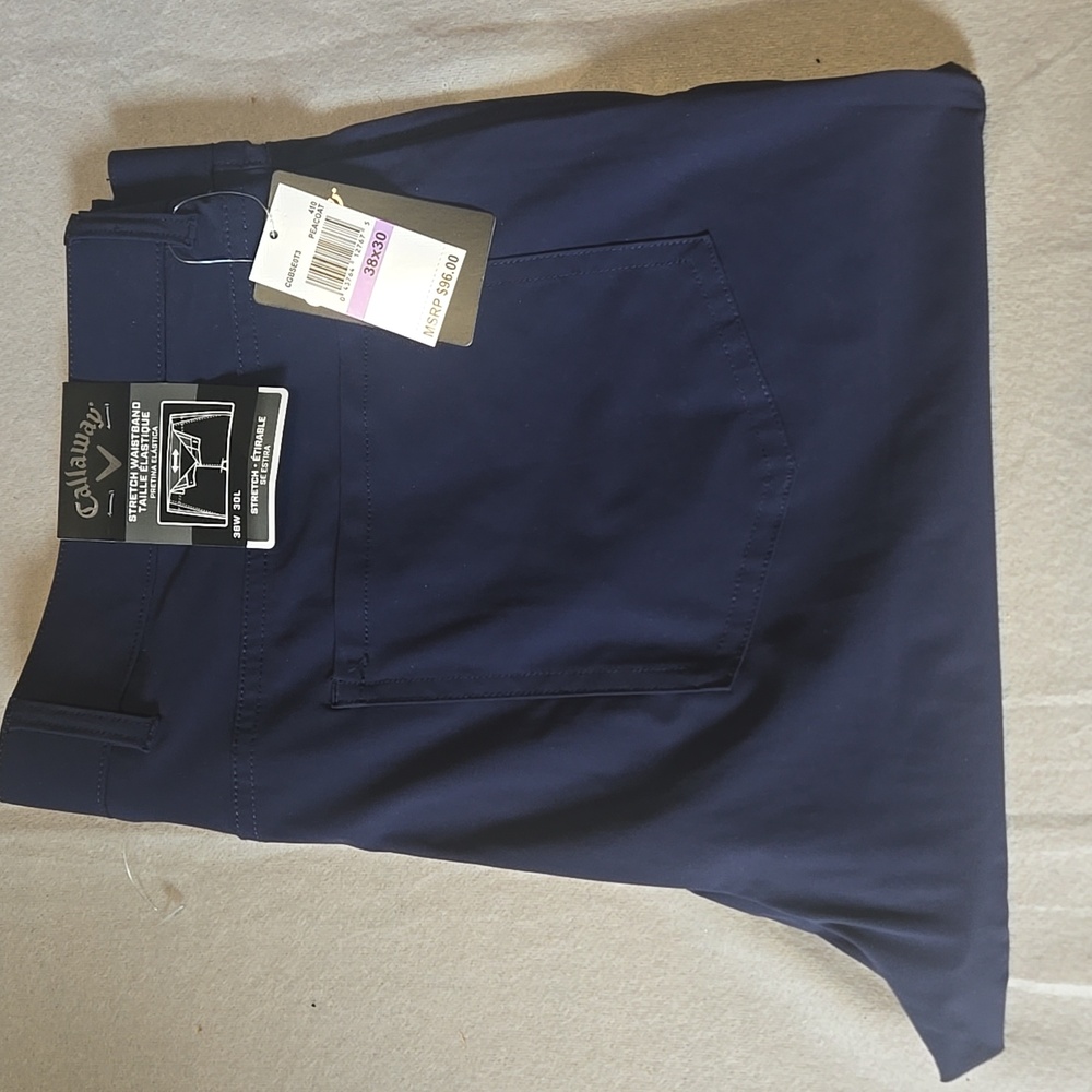NWT Callaway Pants 38x30 (40x29) Stretch Waistband Opti-Dri Golf Performance - Picture 3 of 6